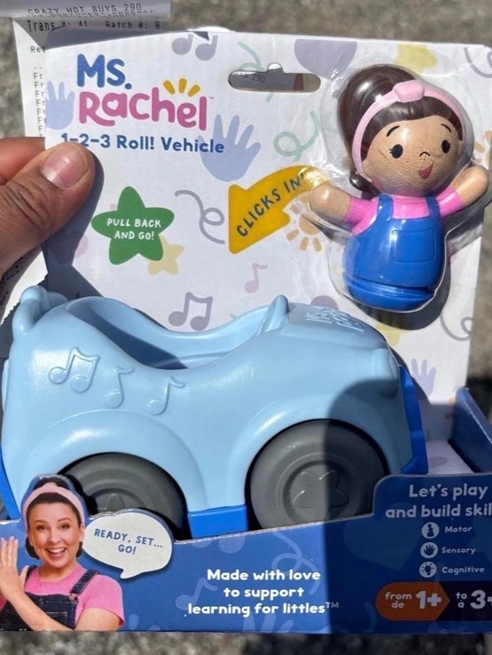 Ms Rachel 1-2-3 Roll! Vehicle Pull-Back Vehicle Toy NWT Blue & Pink